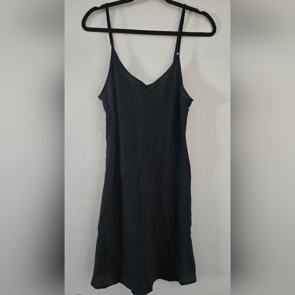 Vintage Y2k Victoria Secret Silk Black V-Neck Slip Dress Size Large